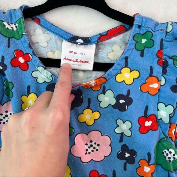 Hanna Andersson girls blue floral dress. Size 100cm 4. Excellent condition! - Picture 2 of 4